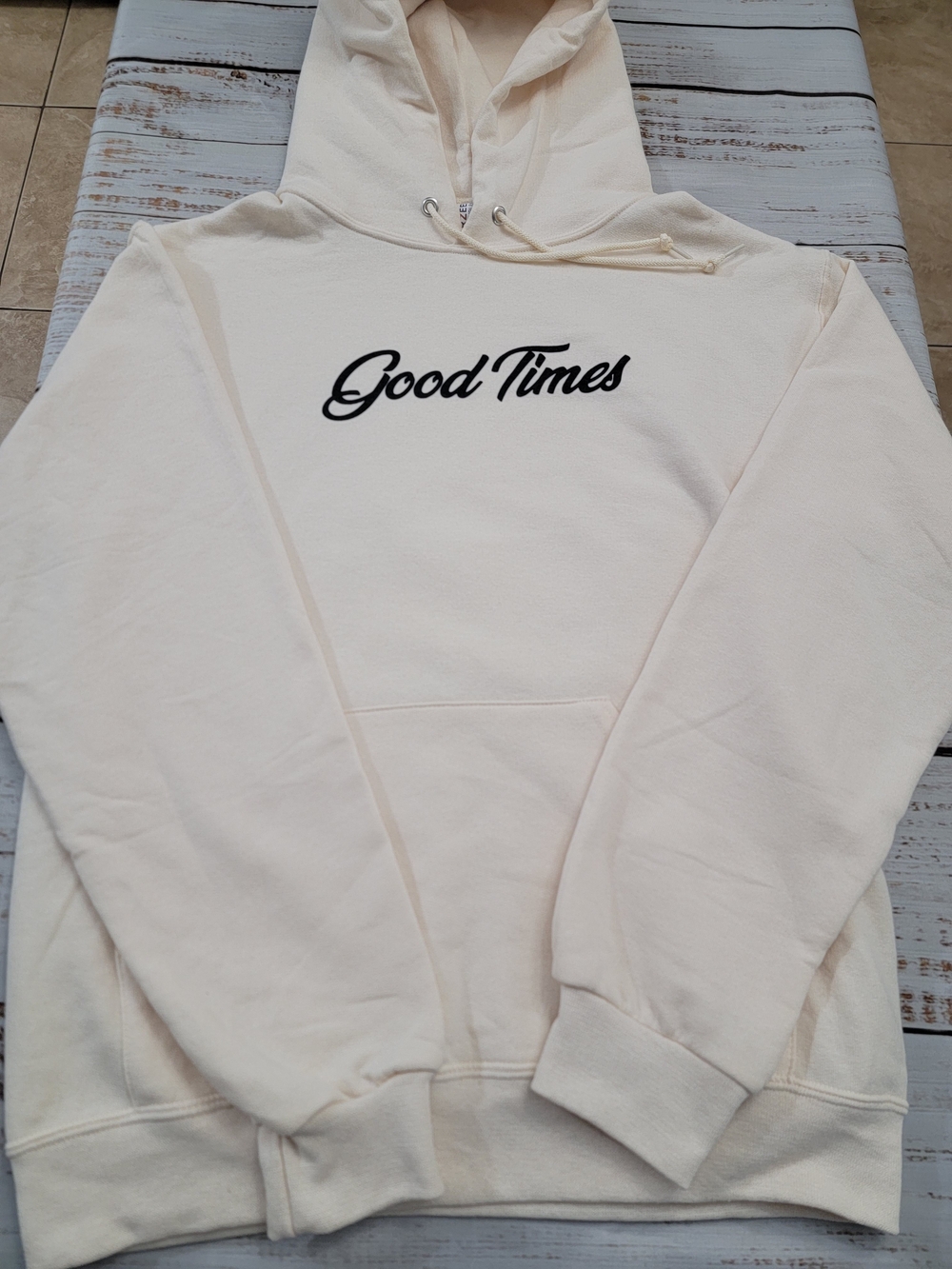Good Times Cream Hooded Sweatshirt - Unbranded